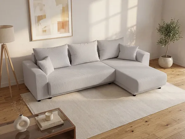 Vente-unique - NESSARO Sofa SamtStoff Grau - B 149 cm x H 80 cm x L 240 cm