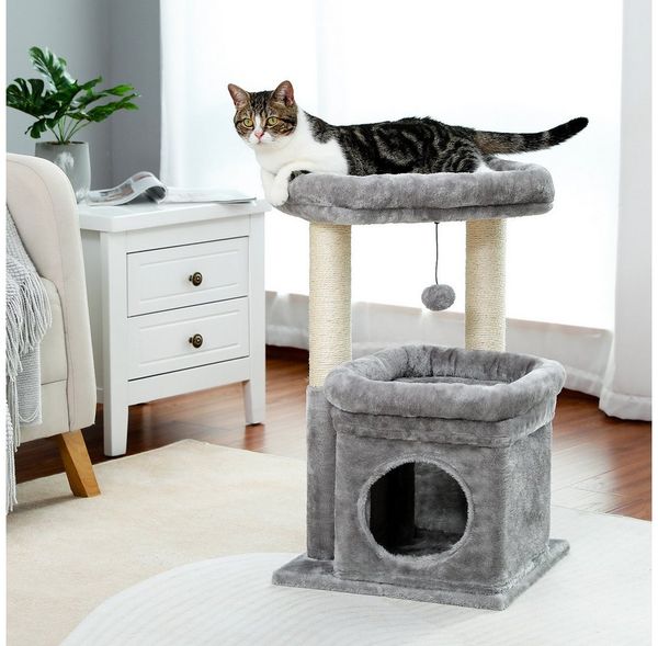 PAWZ Road Kratzbaum Kleiner Katzenbaum, mehrstöckiger Katzenturm,gemütlicher Katzenwohnung, mit Sisal-überzogenem Kratzbaum