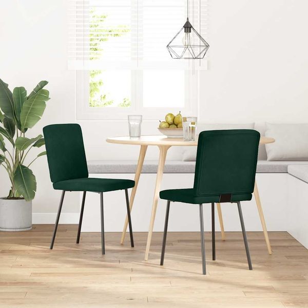 vidaXL Esszimmerstühle 2 Stk. Dunkelgrün Samt 4101188