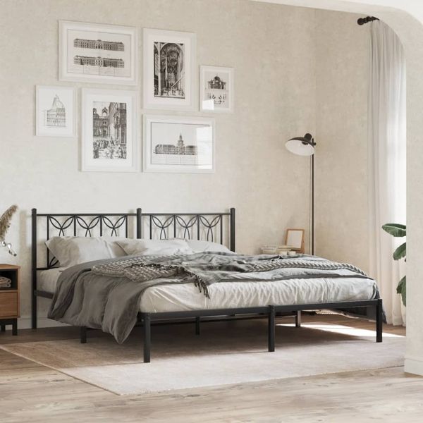 vidaXL Bettgestell mit Kopfteil Metall Schwarz 183x213 cm 376133