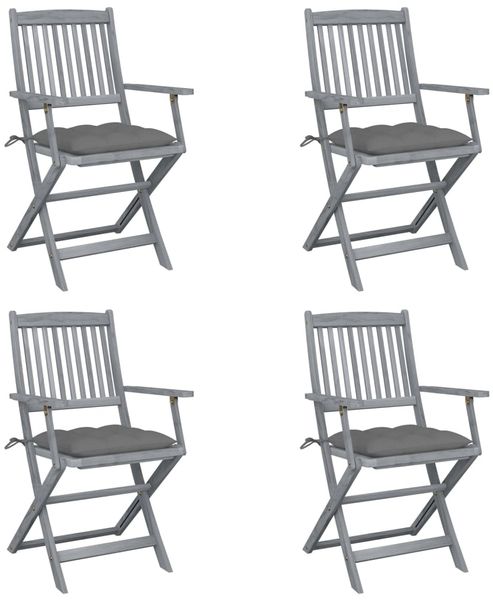 vidaXL Klappbare Gartenstühle 4 Stk. mit Kissen Massivholz Akazie 3064525