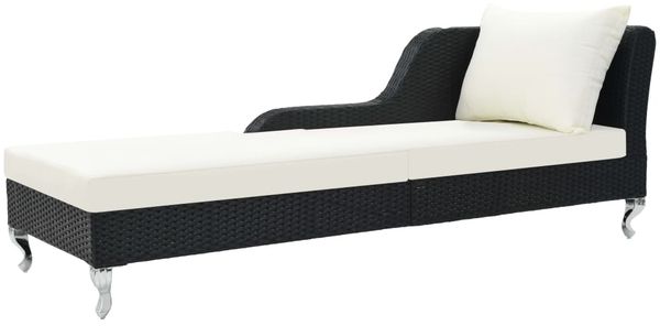 vidaXL Sonnenliege mit Auflage Poly Rattan Schwarz 44749