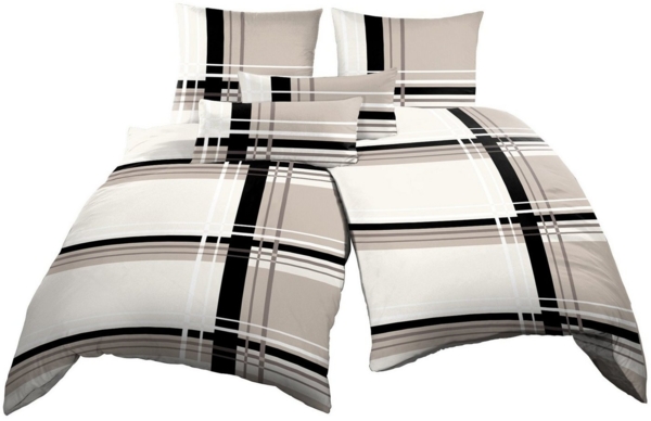 One Home Bettwäsche Adzo, Microfaser, 6 teilig, grafisch und gestreift, modern inkl. Extra Kissenbezüge 40x80 cm Bild 1