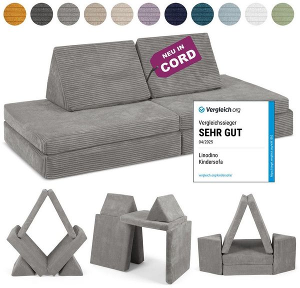 Linodino Kindersofa Spielsofa I aus Schaumstoff Bausteine I Spielcouch für Kinder, 3 Jahre Garantie