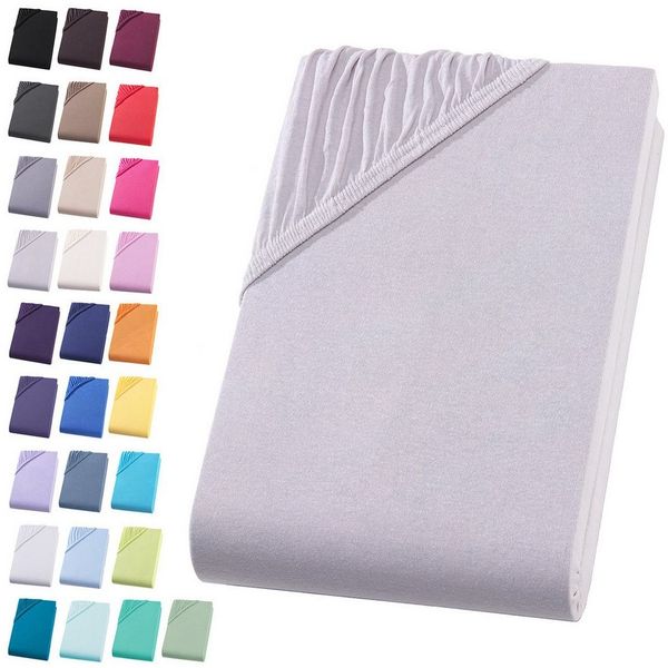 Visaggio Spannbettlaken Jersey aus 100% Baumwolle Spannbetttuch Bettlaken, Jersey, Gummizug: rundum, Spannbettlaken, für Matratzenhöhen bis 22 cm, Steghöhe 30 cm