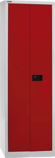 BISLEY Flügeltürenschrank Universal, 4 Fachböden, 5 OH, B 600 mm, Stahl, 506 Korpus Lichtgrau, Fronten Kardinalrot, 40 x 60 x 195 cm