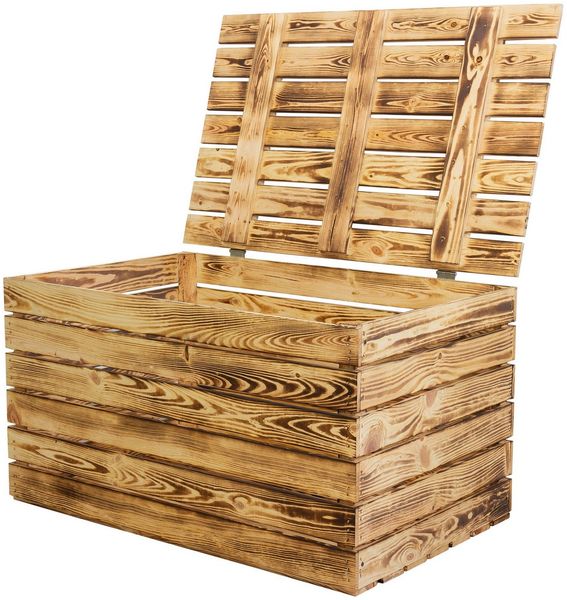 Kistenkolli Altes Land Allzweckkiste Grosse Holztruhe 80er geflammt mit Deckel 80x50x39cm (Spar-Set)
