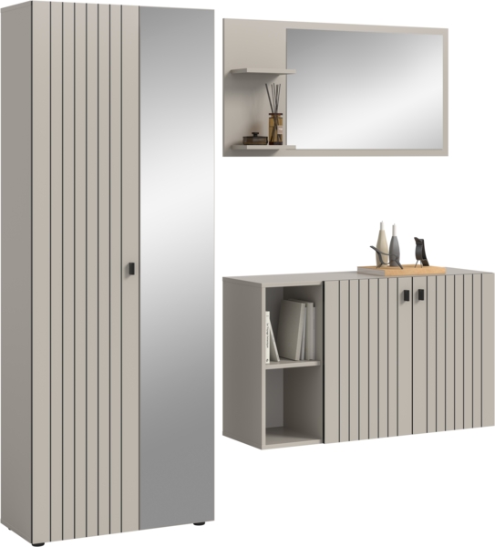 Garderobenkombination (B/H/T: 191x192x37 cm) in Kaschmir Nachbildung