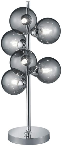 Tischlampe, Metall Glasschirm, chrom rauch, dimmbar, H 52 cm