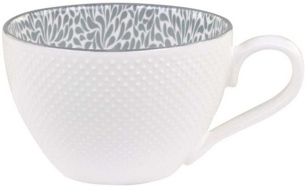 Chic Antique Becher Chic Antique Tasse ARÉS Weiß Innenseite mit Muster in Grau 470 ml