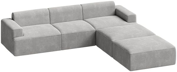 skølm 'Freki' Cloud Sofa 3 Sitzer mit 2x Hocker, Vollschaumcouch mit Federkern und Vakuum-Kompression, kein Aufbau erforderlich, mit 3 Kissen, Cord grau Bild 8