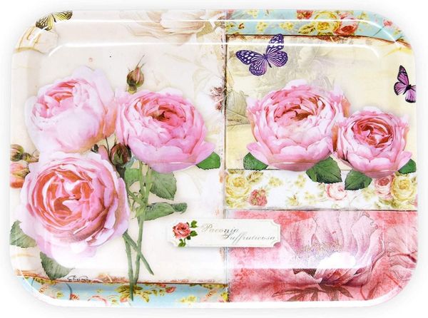 Lashuma Tablett England Rosen, Kunststoff, (1-tlg), Buntes Getränketablett bedruckt 31x23 cm