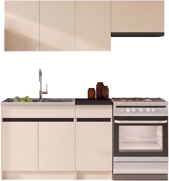 Küchenzeile Ezra 180 (Farbe: Cashmere + Schwarz)