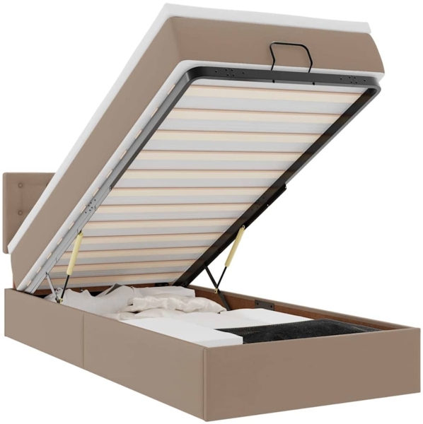 vidaXL Ottoman-Bett mit Matratzen & LEDs 80x200 cm Kunstleder 3312126