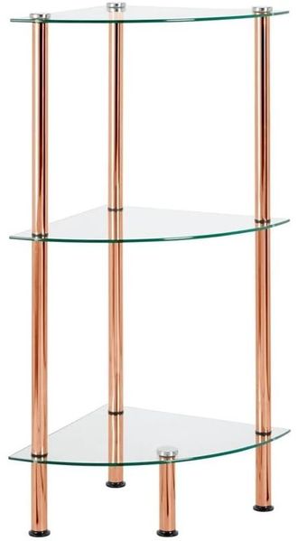 Glasregal modernes Eckregal Ablageregal 3 Ebenen mDesign rotgold/durchsichtig