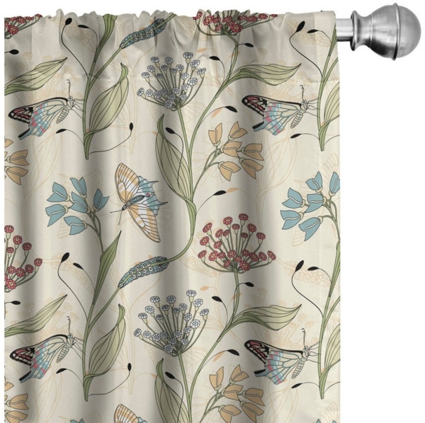 Abakuhaus Gardine Vorhang für Wohnzimmer Schlafzimmer Dekor, Microfaser, Botanisch Pastelltöne Flourishing