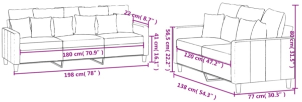 vidaXL 2-tlg. Sofagarnitur mit Kissen Schwarz Samt 3201725 Bild 7