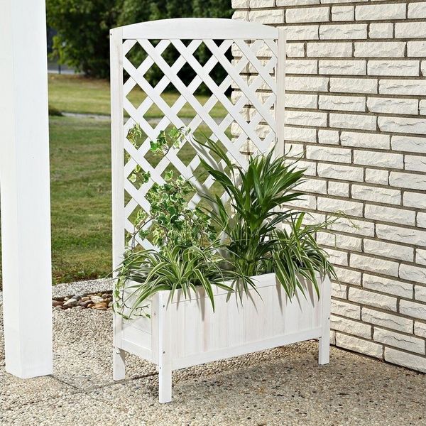 Melko Blumenkasten Rankkasten Blumenkasten Rankgitter Holz Rankhilfe Spalier Pergola (Stück), Witterungsbeständig
