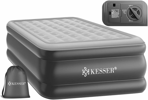 KESSER® Aufblasbare Matratze Luftbett Selbstaufblasend Gästebett mit eingebauter elektrischer Pumpe, Luftmatratze für Camping oder Heimgebrauch Mit Tasche, geeignet für 1 Person - 203 x 95 x 51 cm