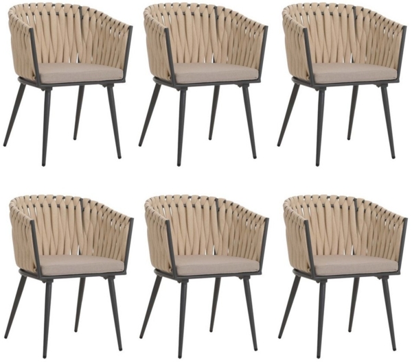MCW Esszimmerstuhl MCW-N38-ID-6 (6er-Set), Mit besonders dickem elastischem Seilgeflecht