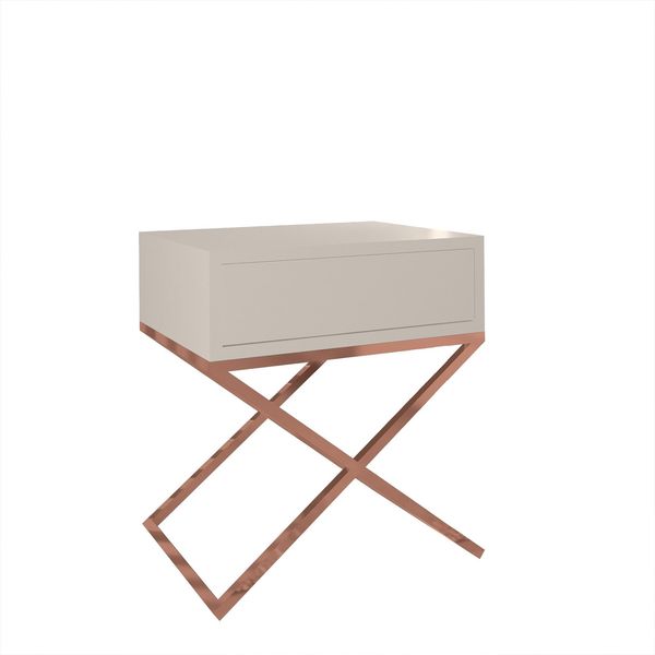 AX LIVING Nachttisch modern Aleio X 45cm beige, kupferfarbenes Gestell Bild 2