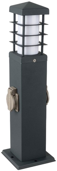 Wegeleuchte, 2 Steckdosen, Edelstahl, grau, H 45,5 cm