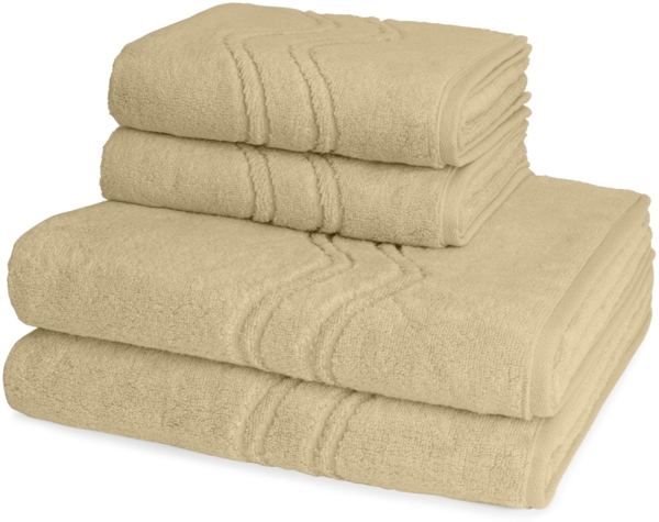 Ross Cashmere feeling 4 tlg. Frottier-Set - 2 X Handtuch (50 X 100cm), 2 X Duschtuch (75 X 140cm) - 520 g/m2 - Cappuccino