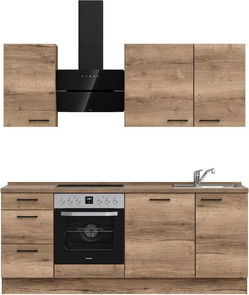 nobilia® Küchenzeile "Structura II", NEU: individuell anpassbar mit gratis Profi-Beratung, vormontiert, Breite 210 cm, Ausrichtung wählbar, wahlw. mit E-Geräten
