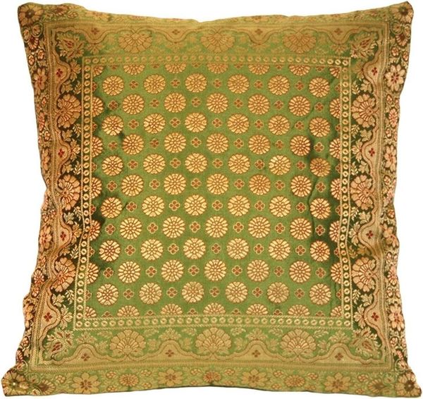 Ruwado Kissenbezug - Handgefertigt Dekokissen aus Indische Banarasi Seide - 40cmx40cm, "Handgewebt und Handgenäht aus Indien"
