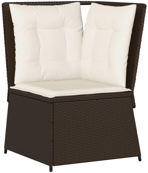 vidaXL Garten-Ecksofa mit Kissen Braun Poly Rattan 368983