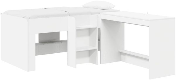 vidaXL Hochbett mit Schreibtisch für Kinder Weiß 80x160 cm 3423462