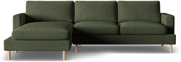 Micadoni Ecksofa Aliya 4-Sitzer Links Samt Moßgrün Melange