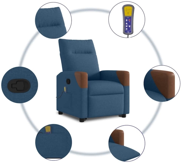 vidaXL Massagesessel mit Aufstehhilfe Blau Stoff 3324020 Bild 9
