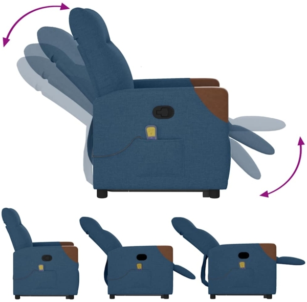 vidaXL Massagesessel mit Aufstehhilfe Blau Stoff 3324020 Bild 7