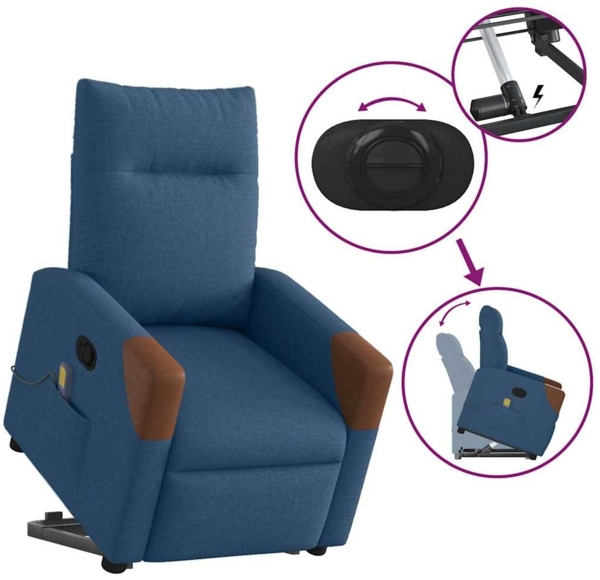 vidaXL Massagesessel mit Aufstehhilfe Blau Stoff 3324020 Bild 8