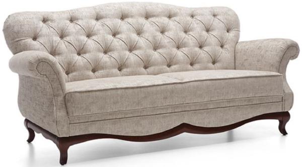 Casa Padrino Luxus Art Deco Chesterfield Wohnzimmer Sofa Greige / Dunkelbraun 206 x 90 x H. 98 cm