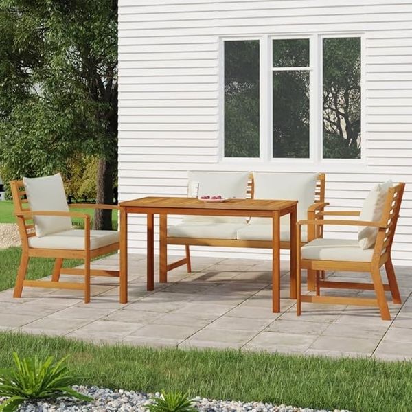 IKAYAA Outdoor-Lounge-Sofa – Komfortables Eck-Set aus hochwertigem Hartholz mit zeitlosem Design