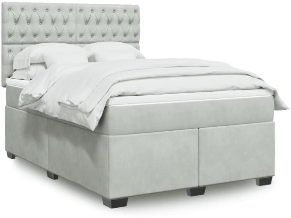 vidaXL Boxspringbett mit Matratze Hellgrau 140x190 cm Samt 3290912