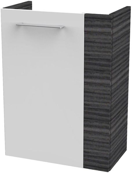 FACKELMANN SBC B.PERFEKT Waschbeckenunterschrank Gäste WC 45 cm breit, Weiß/Anthrazit Holzoptik, Türanschlag links