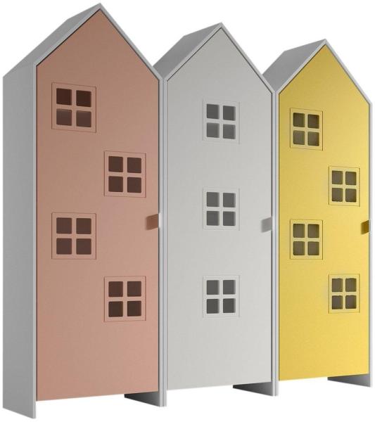 Schrank Casami Bruges 37 x 172,8 x 171,3 cm MDF Rosa Gelb Weiß