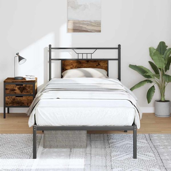 vidaXL Bettgestell ohne Matratze Räuchereiche 90x190 cm Holzwerkstoff 4106735