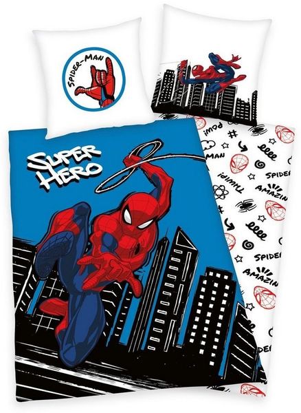 Herding Bettwäsche 2tlg Disney Wende Jungen Winter Bettwäsche 135x200 cm Spiderman 50521, Baumwolle, 2 teilig, Disney Spiderman, Zeichentrickfiguren, Baumwolle, bedruckt