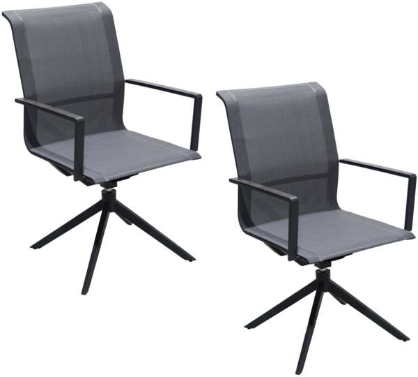 Garden Pleasure Drehstuhl ADRIA, schwarz, 2er Set Stuhl Stühle Polsterstuhl