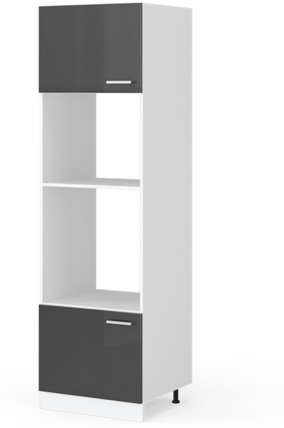 Hochschrank R-Line Anthrazit Hochglanz 60 cm mit offenen Regalen, und Türen Vicco Bild 1