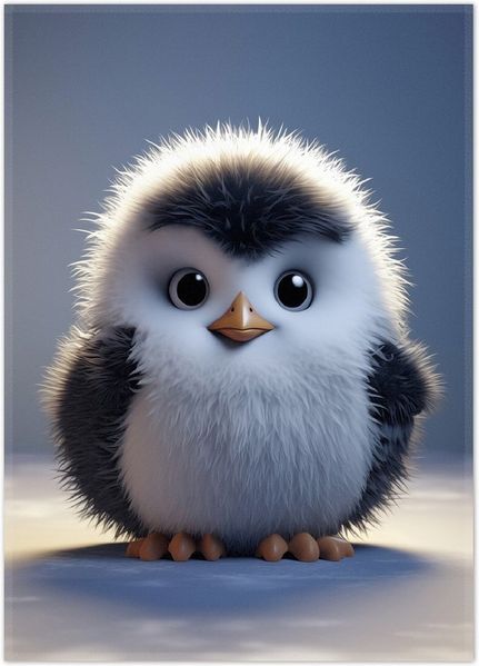 Wallario Teppich Flauschiger Pinguin, rechteckig, rutschfest