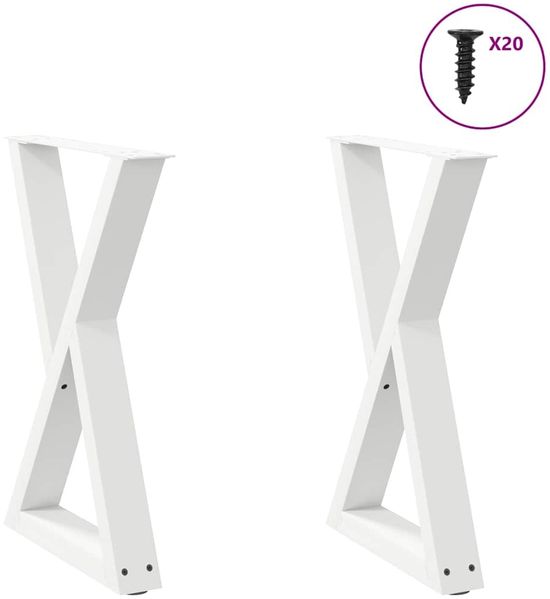vidaXL Esstisch Beine 2 Stk. Weiß 60x(72-73,3) cm Stahl 4012721