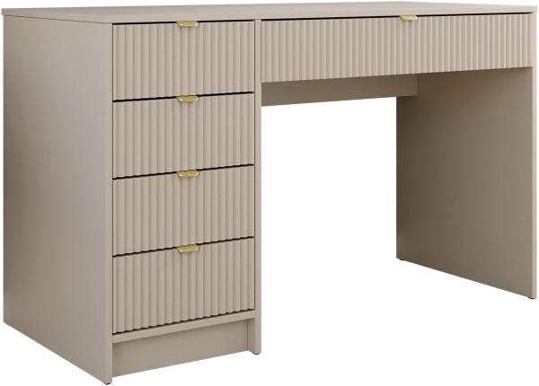 Schminktisch Tireno Schreibtisch mit 5 Schubladen (Farbe: Sandbeige)