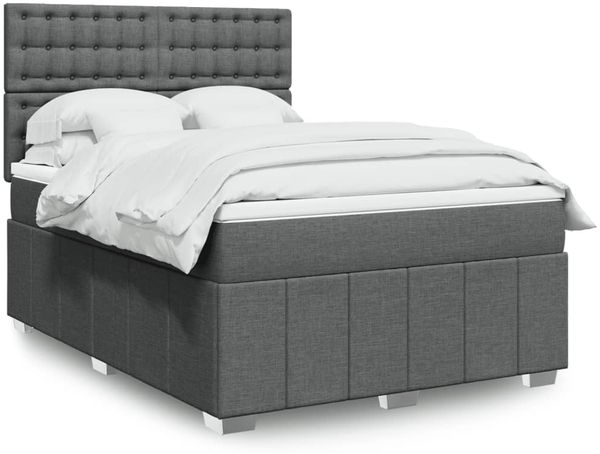 vidaXL Boxspringbett mit Matratze Dunkelgrau 140x190 cm Stoff 3291678