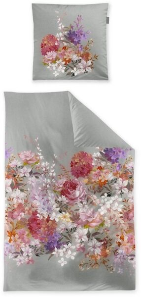 Irisette Wave Mako-Satin Bettwäsche 135x200 Rosen Blüten salbei rosa 8669-30