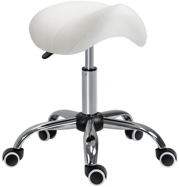 HOMCOM Rollsitz höhenverstellbarer Sattelhocker Drehstuhl Drehhocker (Kosmetikhocker, 1 St, Arbeitshocker), Weiß 52 x 53 x 49-61 cm